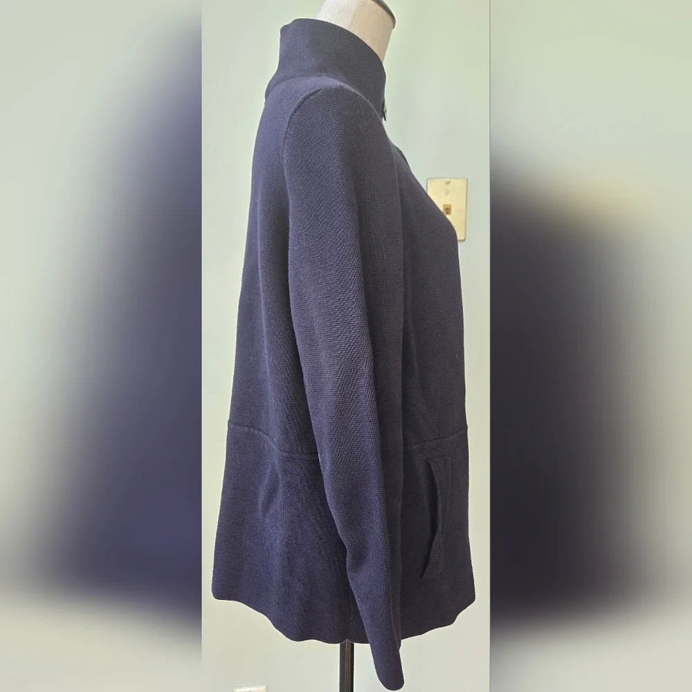 Talbots Navy Blue ribbed button-up cardigan/ spring jacket Petite sz 1XP - Picture 4 of 10
